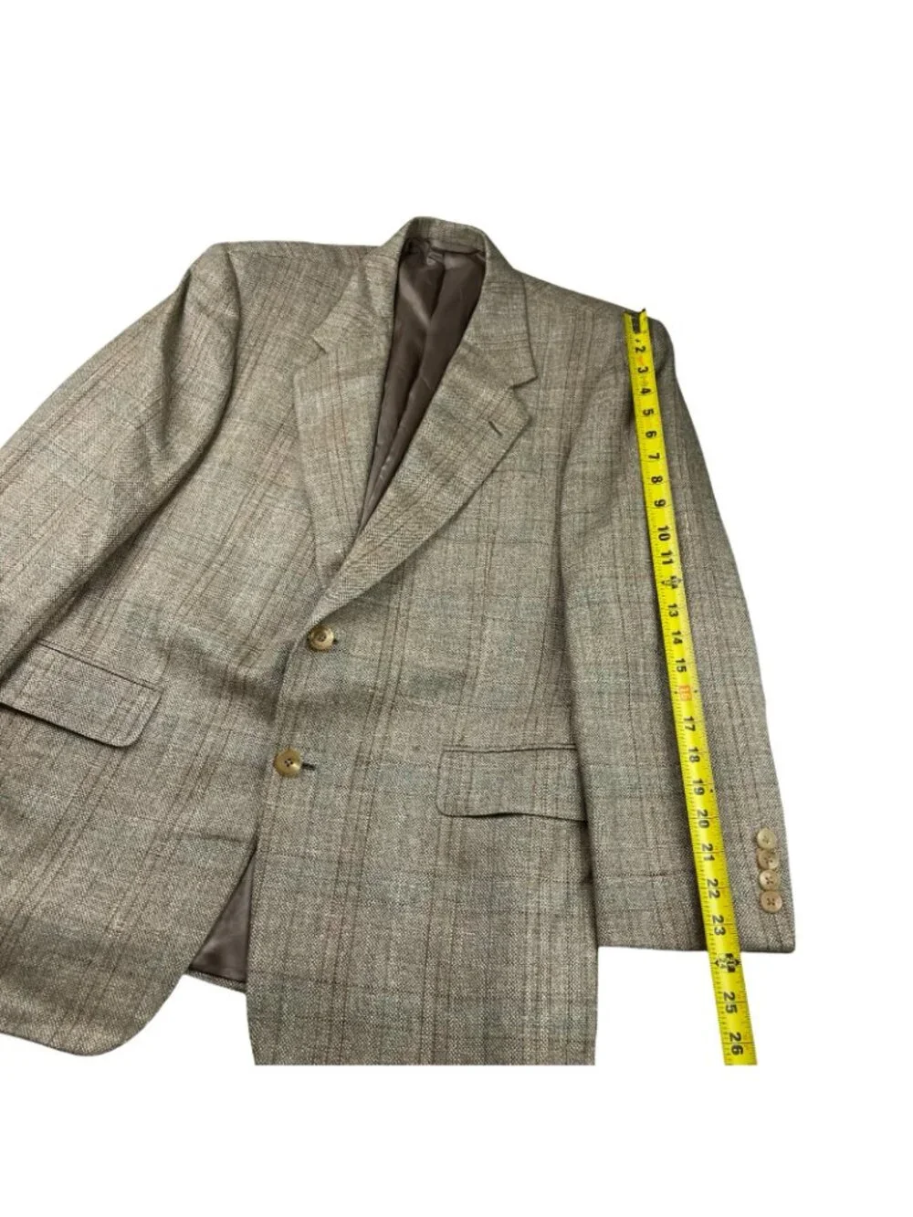 NEW Hickey Freeman Men's Tweed 2-Button Blazer Beige/Green Plaid • 40S US_12